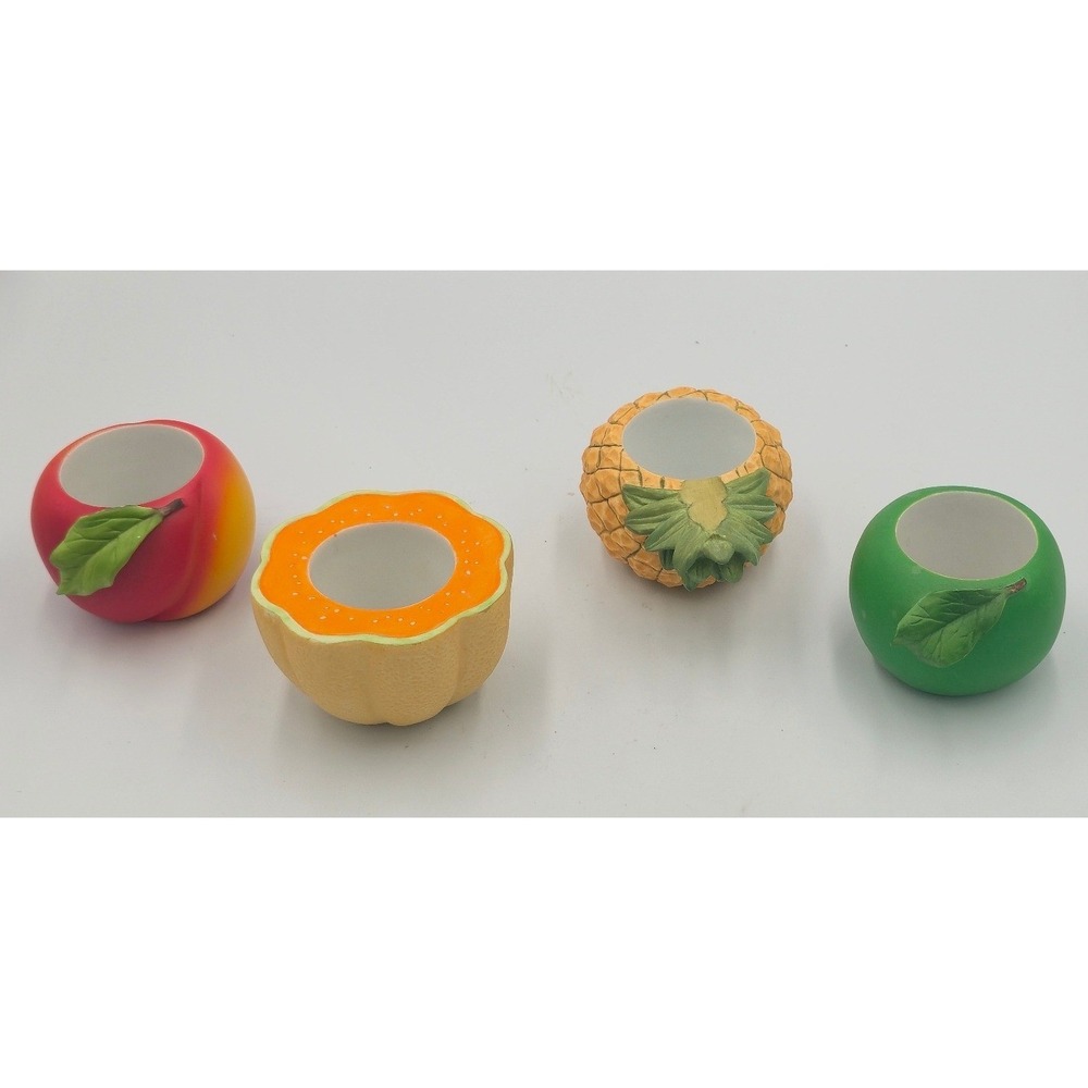 PartyLite "Fruit Splash" Set of 4 Vintage Ceramic Tealight/Votive Candle Holders